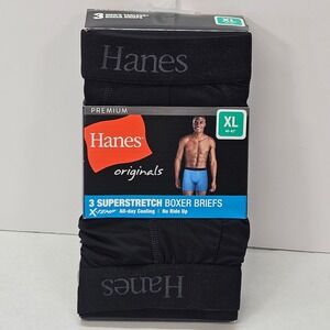 Hanes‎ Originals 3 Pack Mens Black Superstretch Boxer Briefs XL X-Temp Cooling